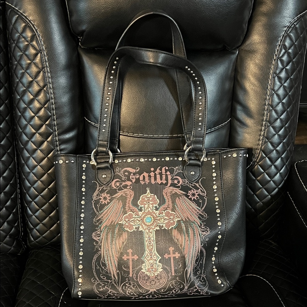 Montana West Black Faith Cross Tote concealed carry